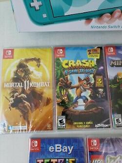 Brand New Turquoise Nintendo Switch Lite with 5 Sealed Games Bundle