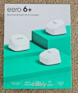 Eero 6+ Dual Band AX3000 Wi-Fi 6 Router Mesh System White (3-Pack) NEW SEALED