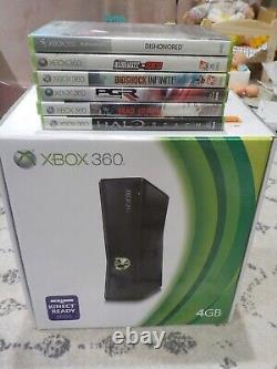 Microsoft Xbox 360 S 4GB Black Game Console Brand New with 6 Factory Sealed Games