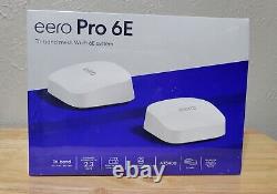 NEW SEALED EERO Pro 6E White AX5400 Tri-Band Mesh Wi-Fi 6E System 2-pack S010211