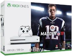 New Xbox One S 500GB Console Madden NFL 18 Bundle with 4K Tom Brady Cover Sealed
