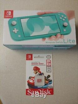 Nintendo Switch Lite Console Turquoise FACTORY SEALED With 128 GB micro SD