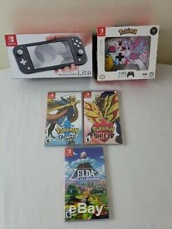 Nintendo Switch Lite GRAY Brand New with 3 Sealed Games+Controller Bundle