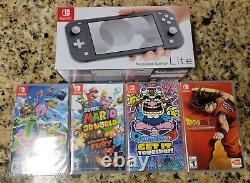 Nintendo Switch Lite Gray bundle with 4 sealed games All Brand New